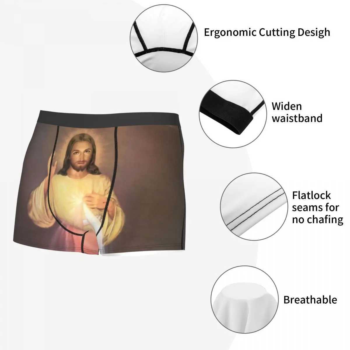 Custom Male Cool Divine Mercy Underwear Religion Christian Jesus Boxer Briefs Soft Shorts Panties Underpants Y240828