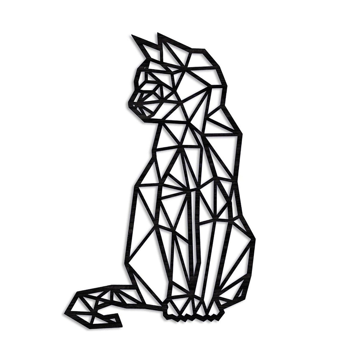 Metal Wall Art Geometric Cat Decorative Wall Silhouette Decoration Minimalist Metal Wire Cat Metal Wall Decoration