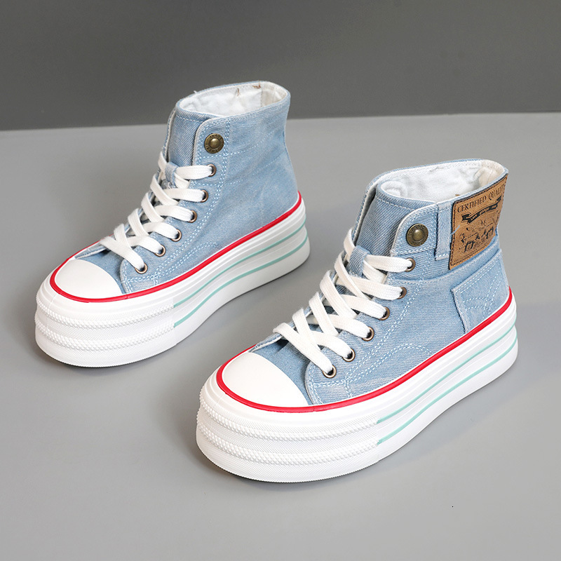 Ddmysports BR New Canvas For Women In Summer High Top Breathable Thick Sole Height Increasing Versatile Wear Resistant Classic Sports Shoes OUTDOOR