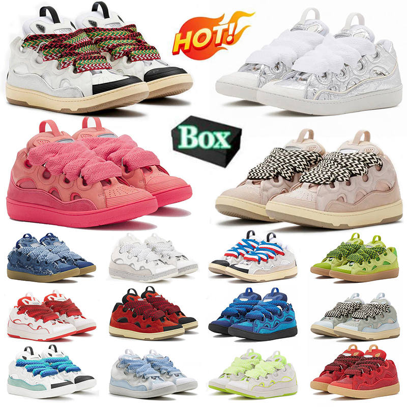 casual designer shoes Leather Extraordinary Curb Emed mens women Hightop Calfskin Rubber Nappa platformsole Red Beige Shoe Trainers size 35-46