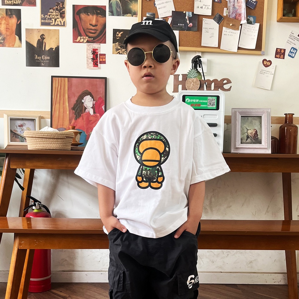 Tshirts Kids Tshirts Boys Printed Tshirts Toddler Girls Tops Designer Short Sleeve Cotton Tees Camo Children Shark Clothes Letter Monkey Hip Hop Youth