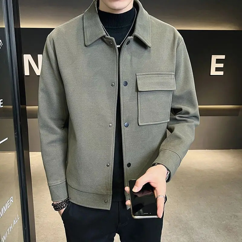 Wool coat mens autumn and winter fashion wool jacket top 240827