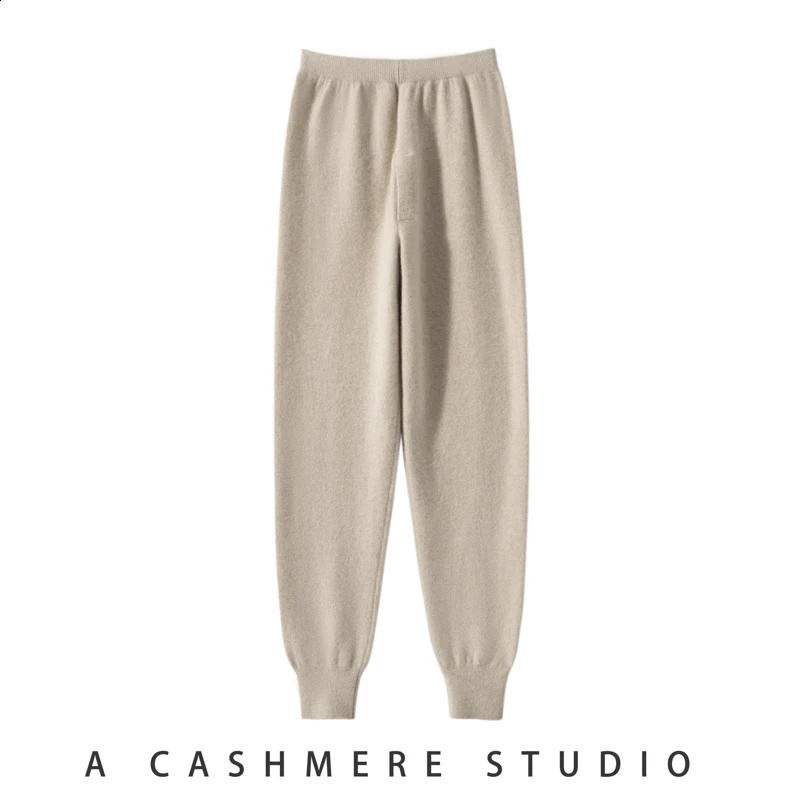 Thick and highly elastic 100% cashmere mens autumn and winter flat leg lined with wool warm pants 240828