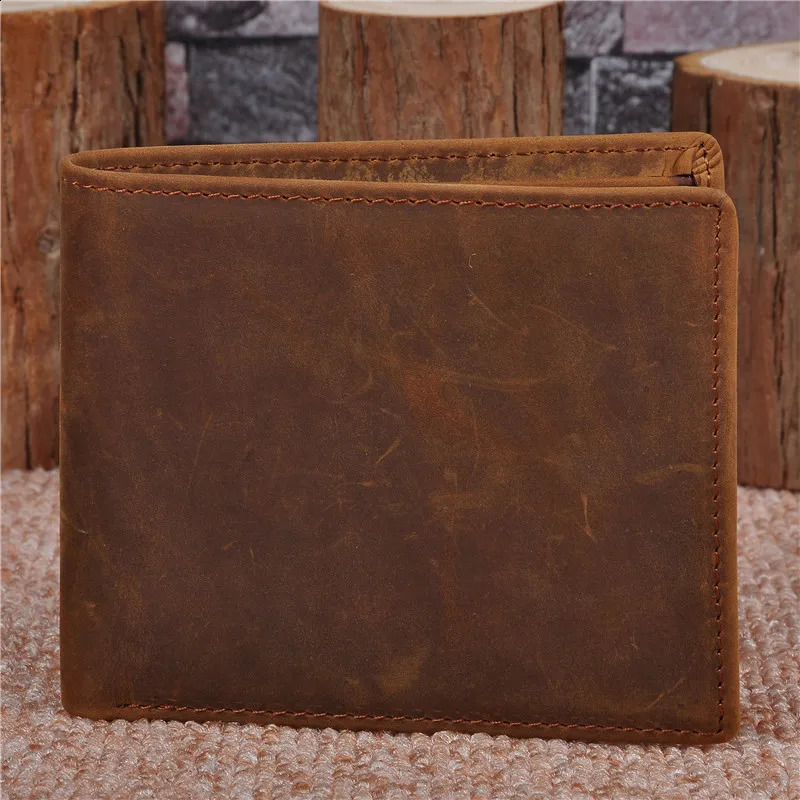 Genuine Leather Wallet for Men Bifold Mini Money Bags Short Purse Credit Card Holder Cash Coin Pocket Male Solid Standard Wallet 240828