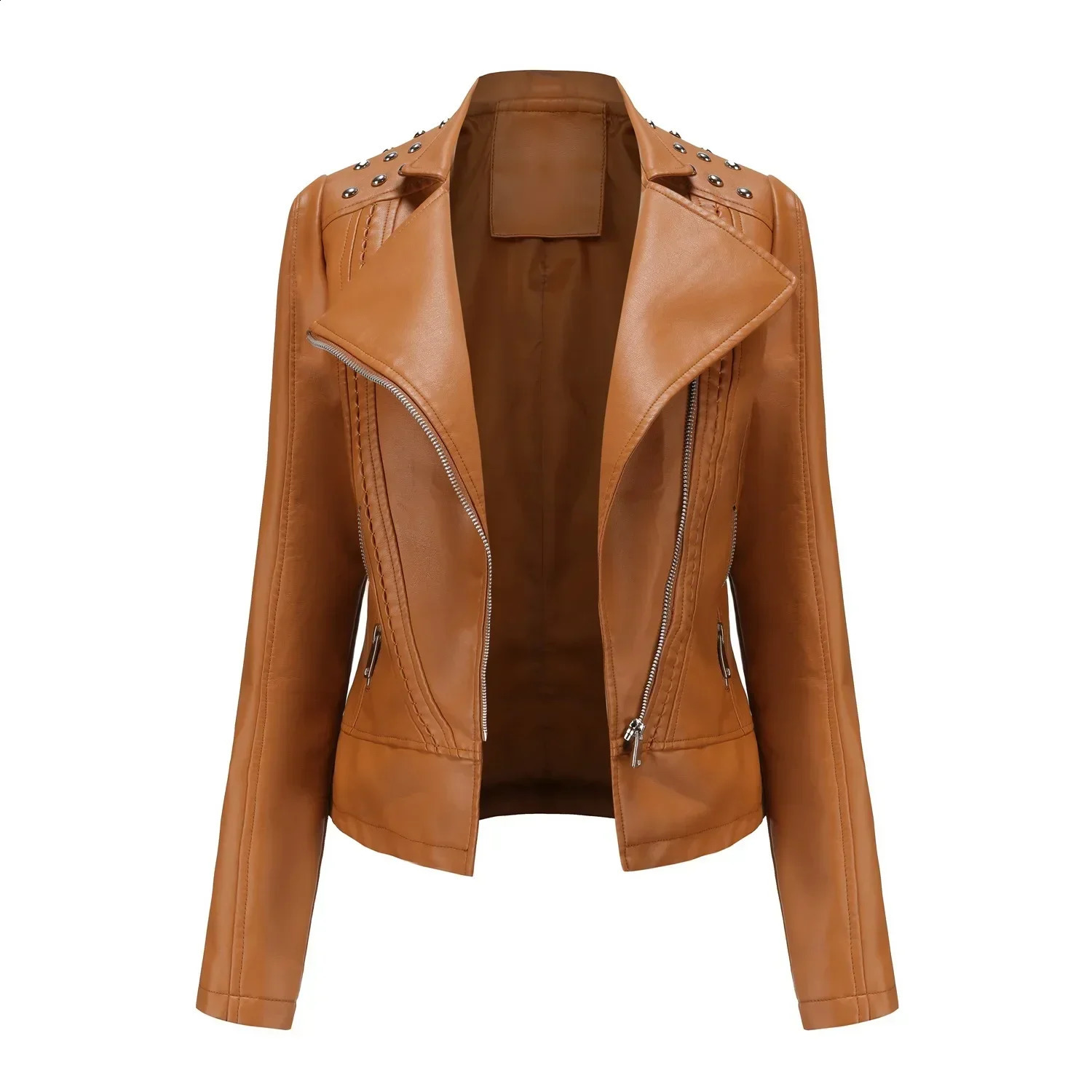 Fashion leather jacket womens faux fur coat long sleeved retro streetwear winter womens clothing black purple body print good product 240827