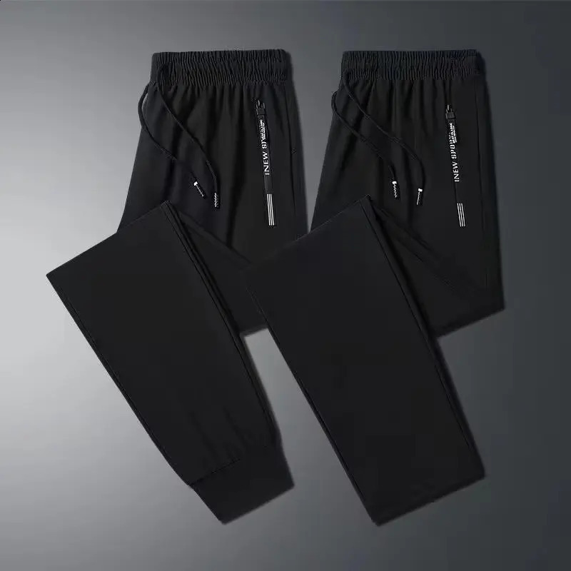 Autumn mens high stretch sports jogging pants ironless fast drying fashionable classic cool straight leg casual clothing 240828