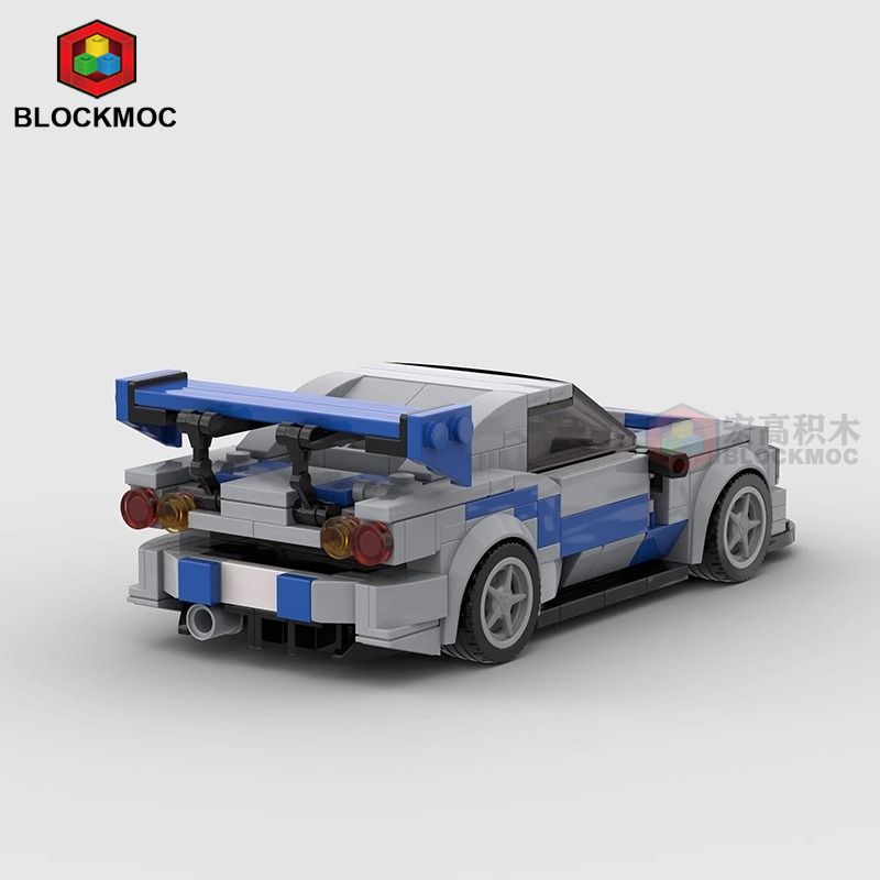 MOC Brick GTR R34 Racing Sports Car Vehicle Speed Racer Building Blocks Technology Cars Garage Toy For Boys Gift
