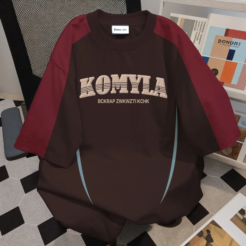 Summer Street Fashion Hip Hop Personalized Letter Printing Round Collar Short Sleeve American Loose Casual Tshirt Top y2k 240828