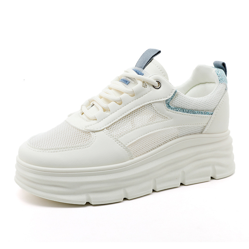 Ddmysports W New White Shoes Spring Summer Hollow Out Inner Height Increasing Thick Sole Versatile And Breathable Mesh For Students OUTDOOR