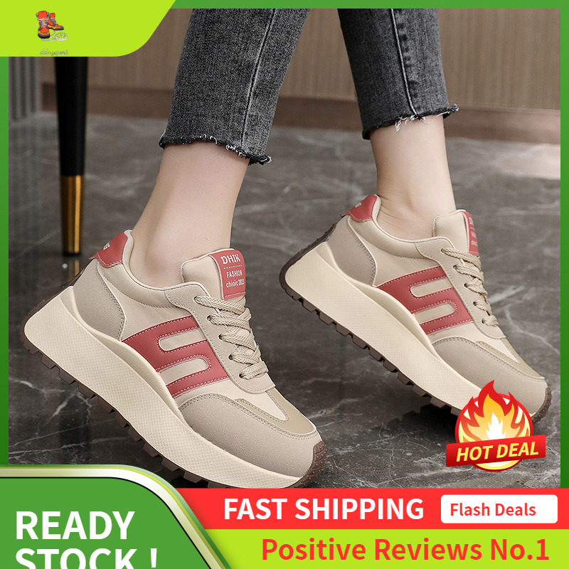 Ddmysports BN New Little White Spring Summer Thick Sole Elevated Casual Women S Board Shoes Breathable Round Ead Wear Resistant OUTDOOR