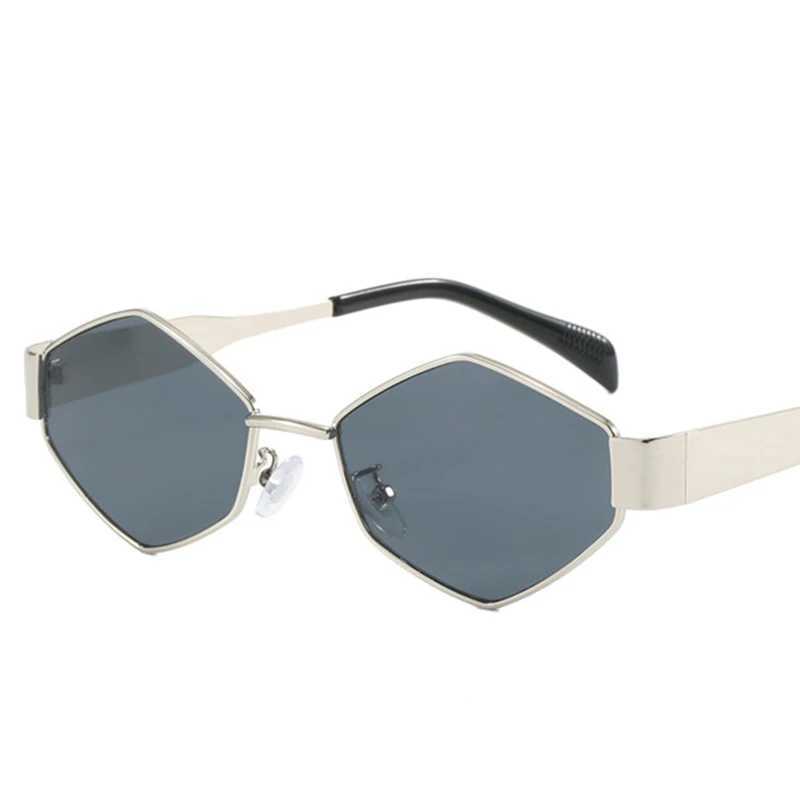 Fashion Polygonal Women Sunglasses 2024 Vintage Brand Rhombus Ladies Sun glasses Shades Unique Metal Frame Punk Eyewear Men Y240827