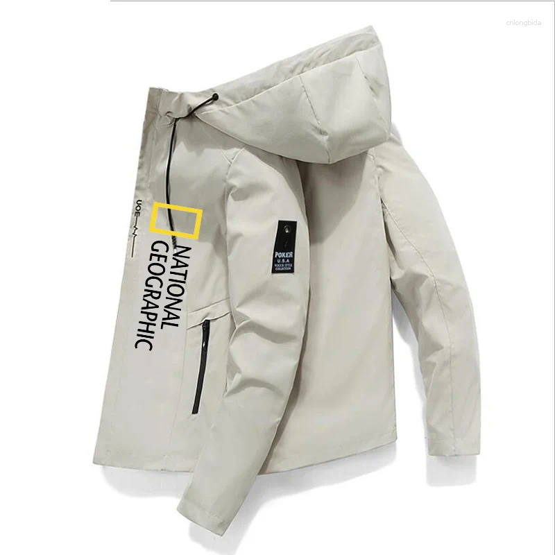 Mens Jackets 2024 Autumn Winter Nationals Geographics Board Jacket Windbreaker Zipper Casual Work Fashion Outdoor Hoodie