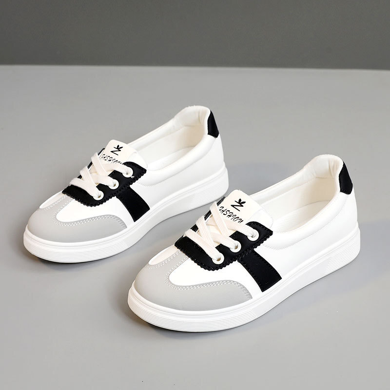 Ddmysports YQ New Casual Women S White Summer Color Blocked Board Shoes Thin Sole High Leather Surface Versatile Wear Resistant And Fashionable OUTDOO
