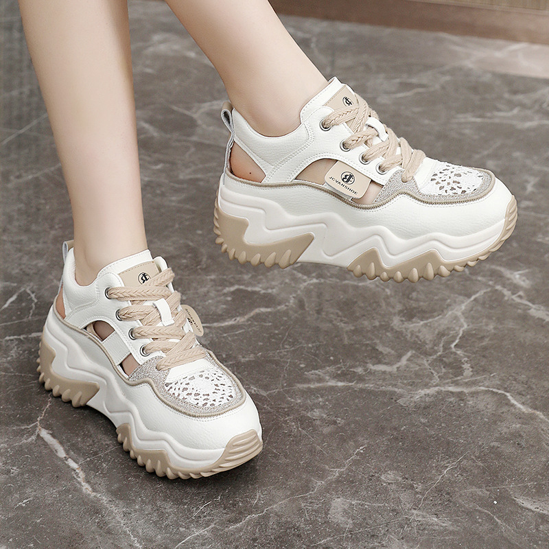 Ddmysports JC Interior Height Increasing Hollow Out Dad Korean Version Sports New Color Blocked Breathable Spring And Summer Casual Shoes For Women OU