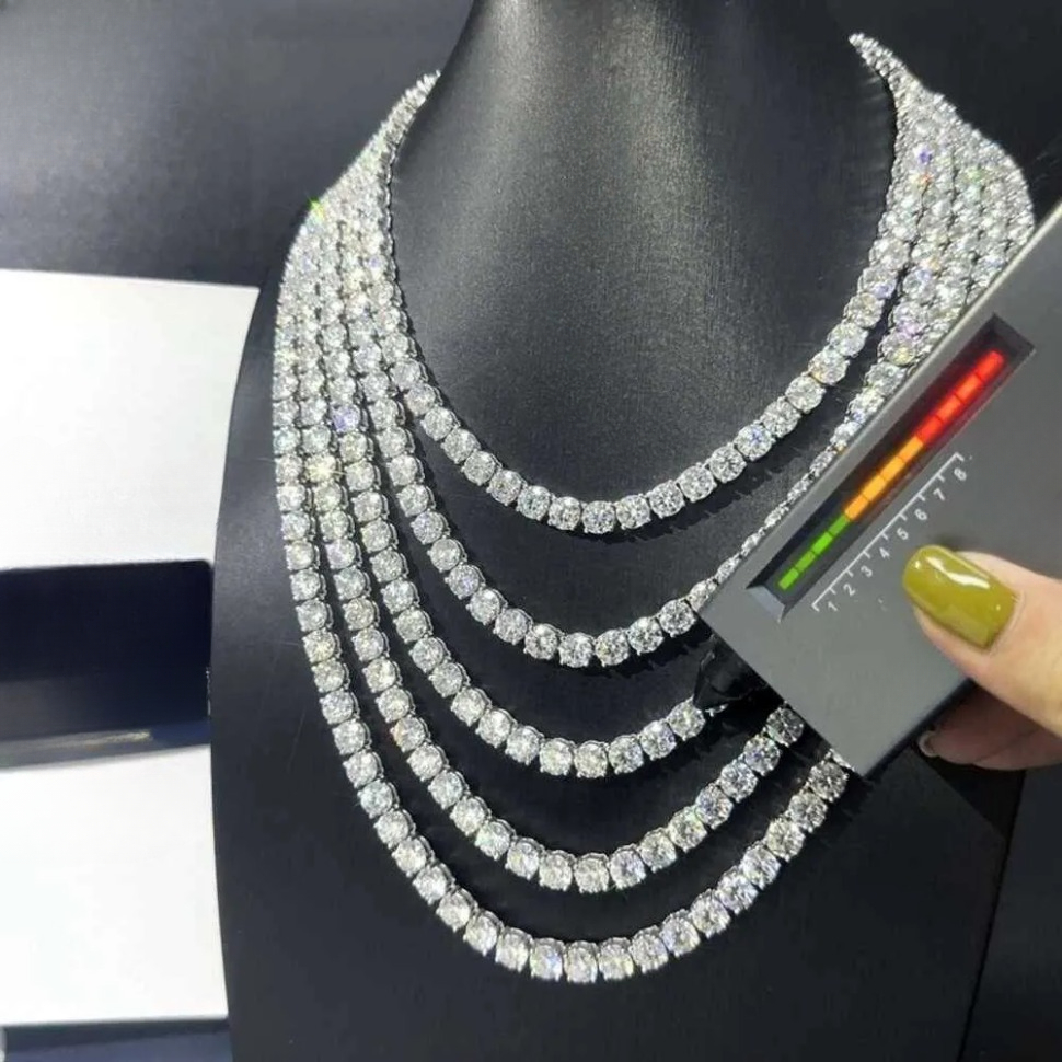 Top bracelet tennis sier Hip Hop necklace fashion Jewelry Pass Dia Tester 5mm vvs moissanite iced out cuban chain for men women
