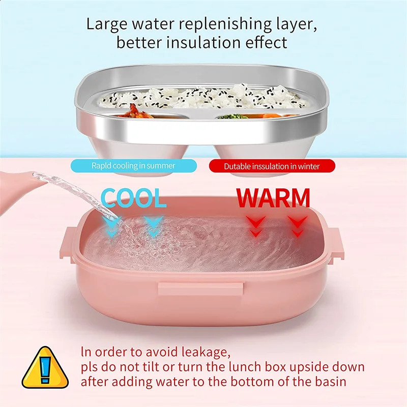 500ML Stainless Steel Bento Box Insulated Lunch Box For Kids Toddler Girls Metal Portion Sections Leakproof Lunch Container Box 240827