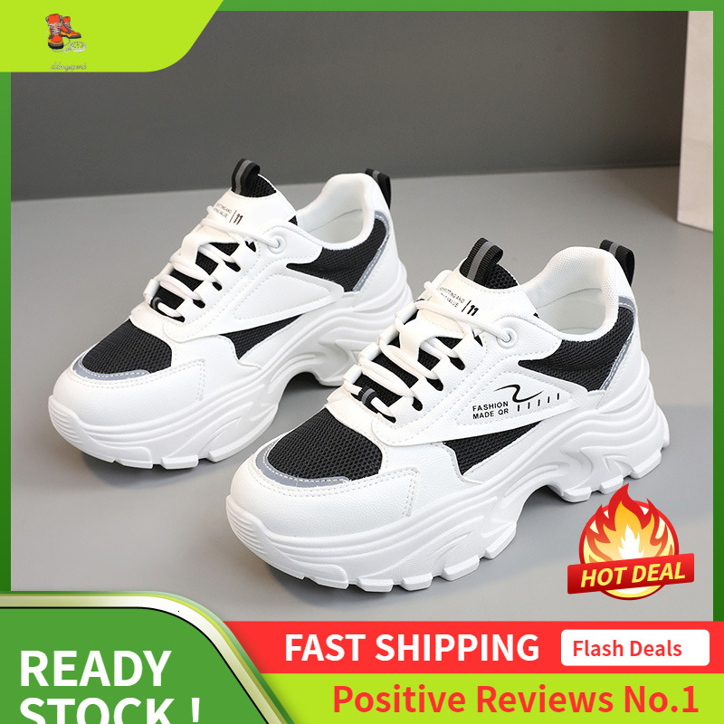 Ddmysports QRJ New Spring And Summer Color Blocked Dad Breathable Mesh Thick Sole Height Increasing Shoes For Students OUTDOOR