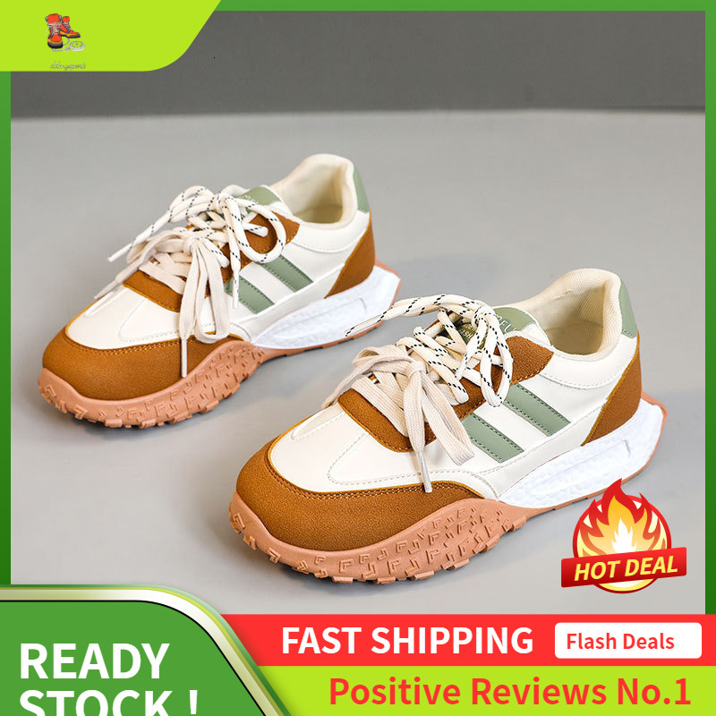 Ddmysports RD New Summer And Autumn Thick Soled Height Increasing Women S Casual Board Leather Surface Splicing Student Sports Shoes OUTDOOR