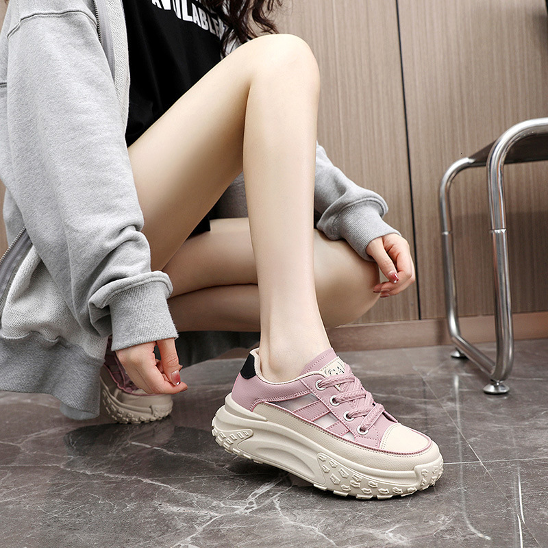 Ddmysports Q New Ollow Dad Thick Sole Breathable And Igh Eight Sports Board Women S Student Little White Shoes OUTDOOR