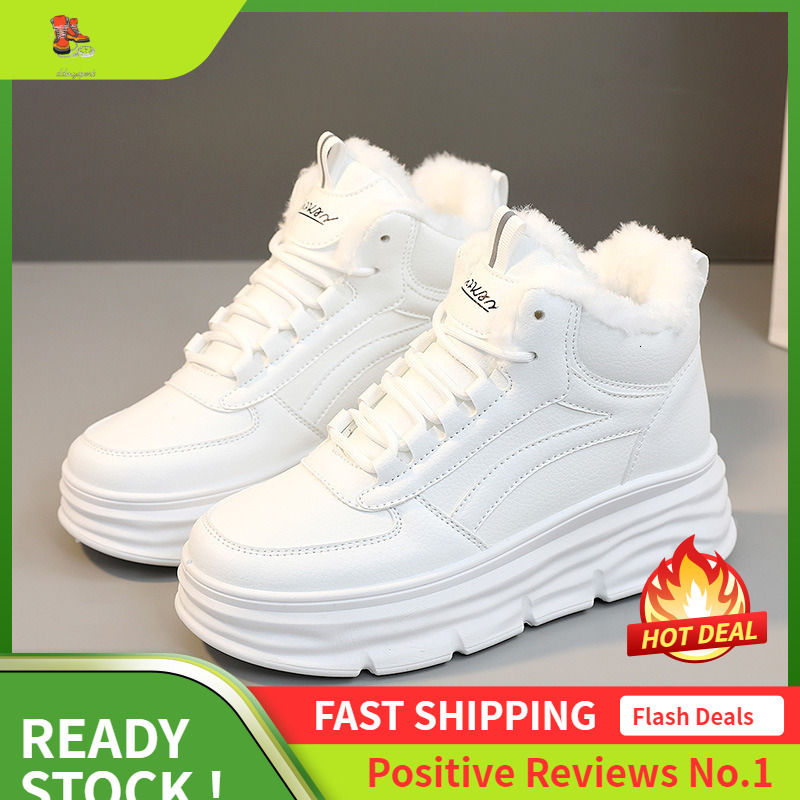 Ddmysports W Little White Winter New Igh Rise Student Board Instagram Korean Thick Sole Casual Shoes Female OUTDOOR
