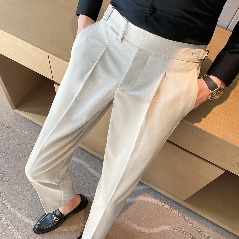 British style mens slim fit Korean Naples pants high-quality casual business suit pants official social wedding pants 240828