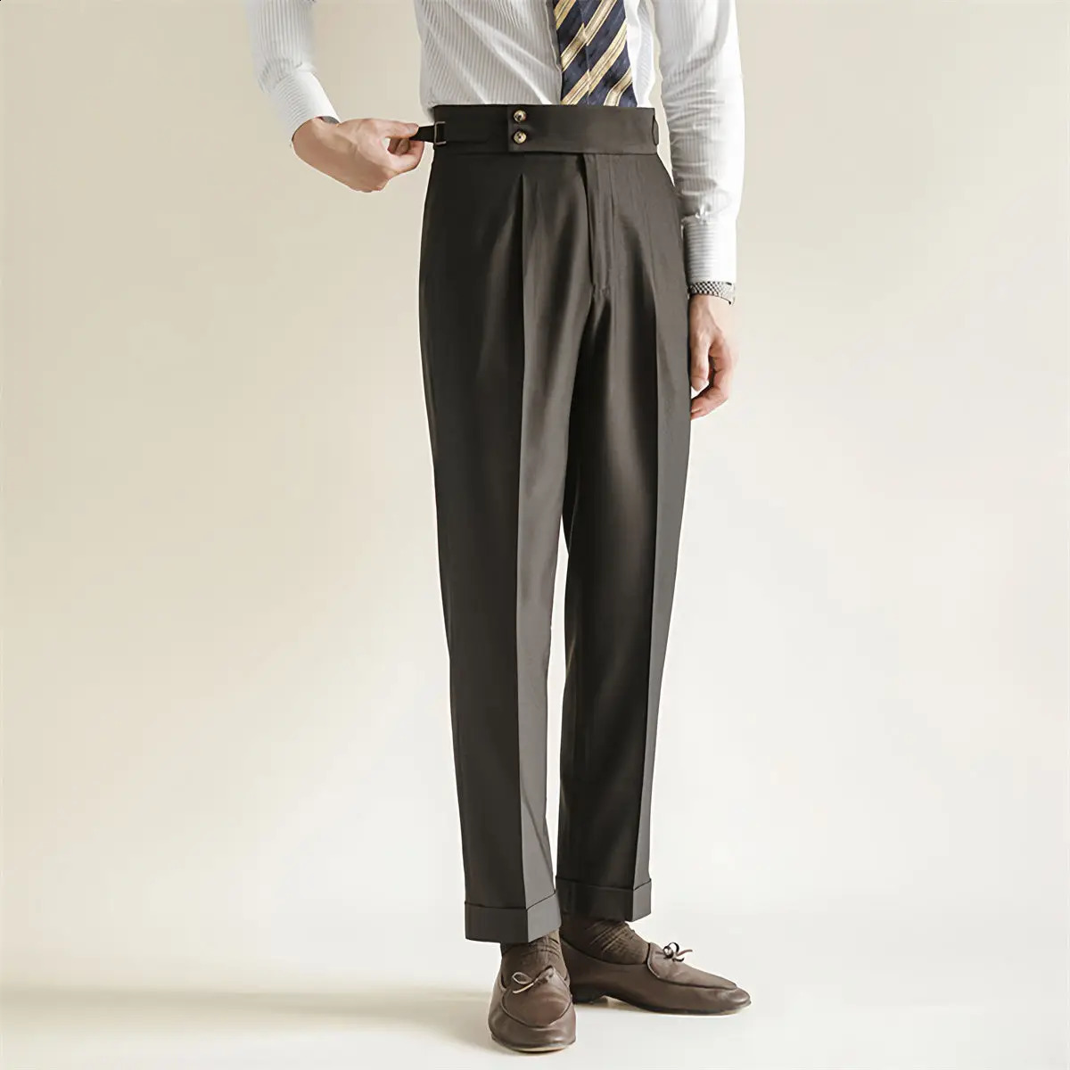 High end mens suit pants elegant business casual straight pants white Naples cut dress mens Trouser groom wedding dress evening gown 240828
