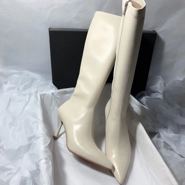 2024 Thin High Heel Womens Boots Pointed Toe Womens High Boots Thin Boots Long Boots Zipper Unprinted D216 240827