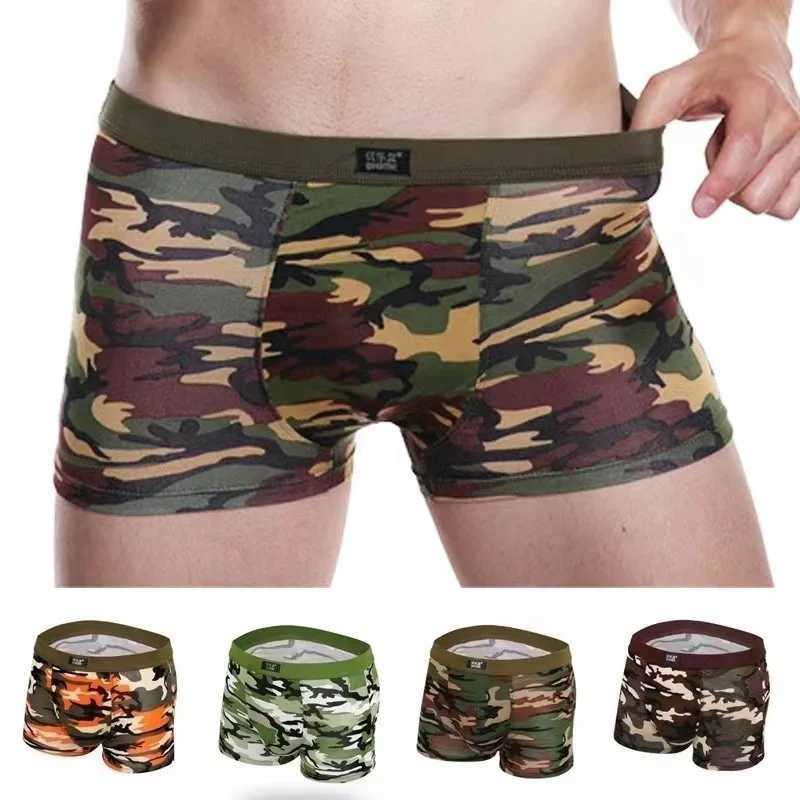 4 pieces/mens boxing camouflage military underwear mens sexy boxing soft shorts mens military green underwear mens plus size X241207