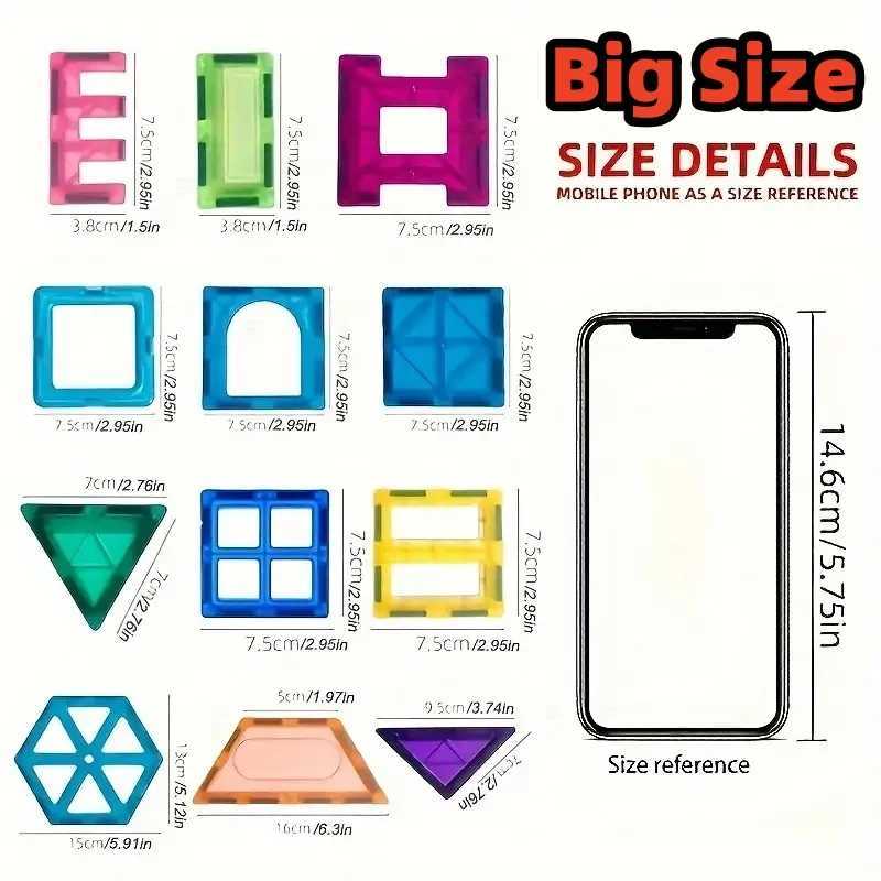 Magnetic building block set building game childrens Montessori sensor magnet toy magnetic tile toy childrens gift W240827