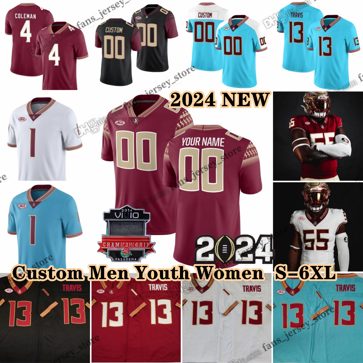 NCAA Custom S-6XL Florida State Seminoles Football Jersey 4 DJ Uiagalelei Roydell Williams Ja'Khi Douglas Shyheim Brown Travis Jaylin Lawrance Toafili Malik Benson
