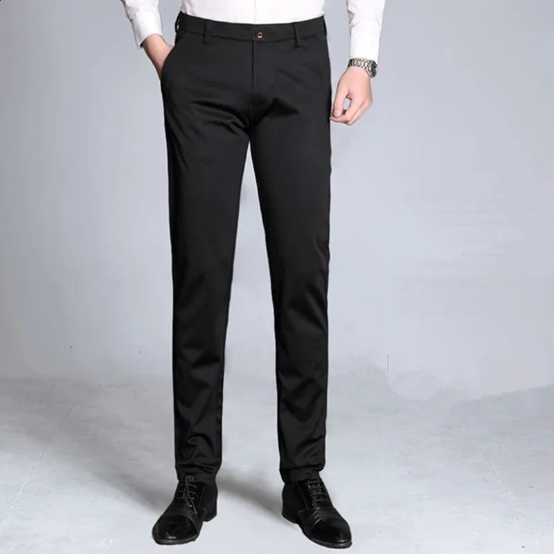 Extra Long Dress Pants For Tall Men Business Plus Size 44 Formal Straight Black Loose Dark Blue Office Work Male Trousers 240827