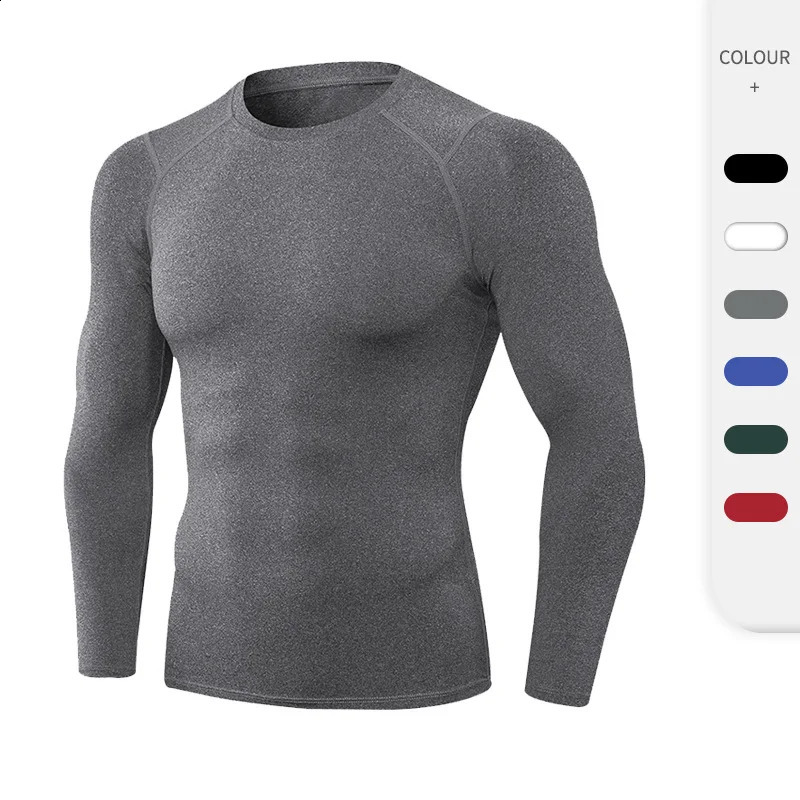 Mens autumn and winter sports long sleeved outdoor running tight training Tshirt high elasticity fast drying fitness bike 240827