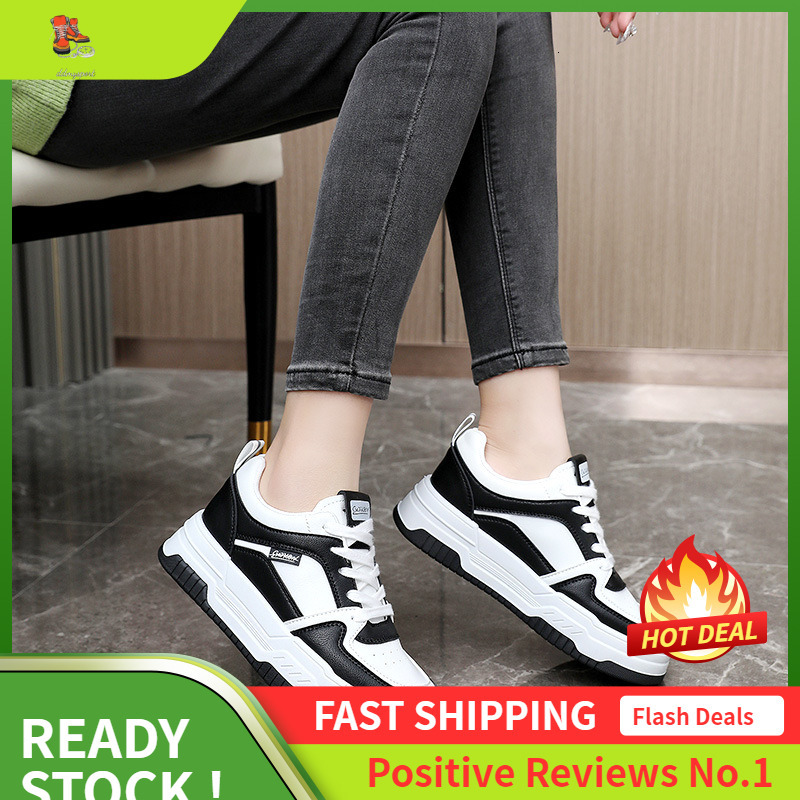 Ddmysports W New Breathable Colored Leather Women S Spring Summer Casual Board Shoes Thick Sole Increase Wear Resistance Korean Edition Trend OUTDOOR