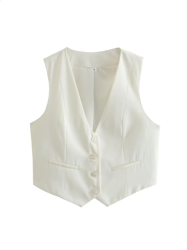 Aoaiys womens sleeveless vest single chest top blue retro patch V-neck sleeveless solid vest 240828