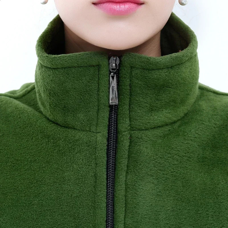 Large size autumn womens polar wool fabric vest with large sleeves fashionable zipper jacket womens casual Gilet C15 240828