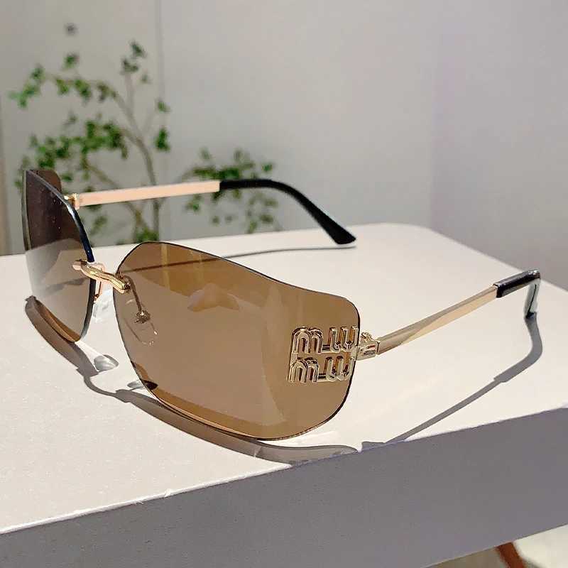 KAMMPT Retro Rimless Design Shades Luxury Metal Women Sunglasses High Quality Decoration Sun Glasses for Travelling Hiking Y240827