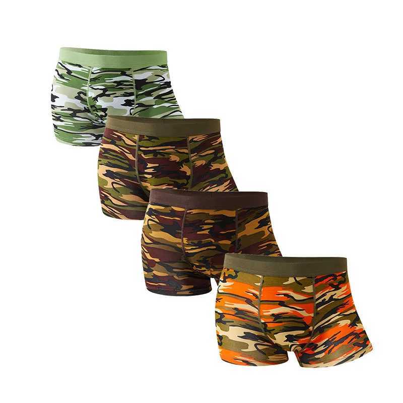 4 pieces/mens boxing camouflage military underwear mens sexy boxing soft shorts mens military green underwear mens plus size X241207