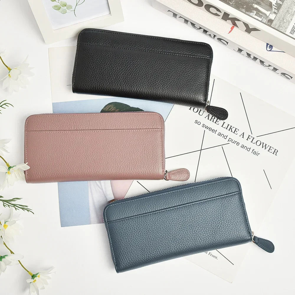 Large Capacity Women Long Wallets Coin Purse Versatile Genuine Leather Clutch Bag RFID Card Holder Wallet Carteras Para Mujer 240828