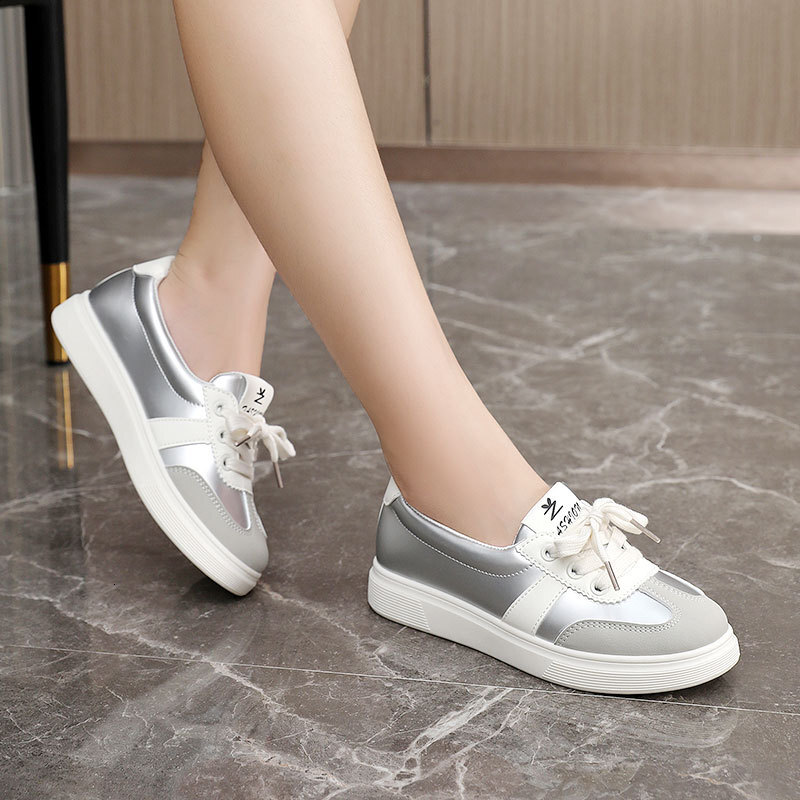 Ddmysports YQ New Casual Women S White Summer Color Blocked Board Shoes Thin Sole High Leather Surface Versatile Wear Resistant And Fashionable OUTDOO