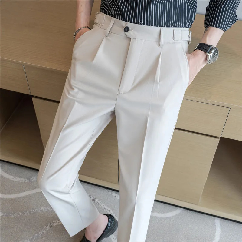 Pantalon De Vestir Para Hombres high-quality mens summer pants Naples fashionable elastic waist set pants ultra-thin suitable for mens Trousers 240828