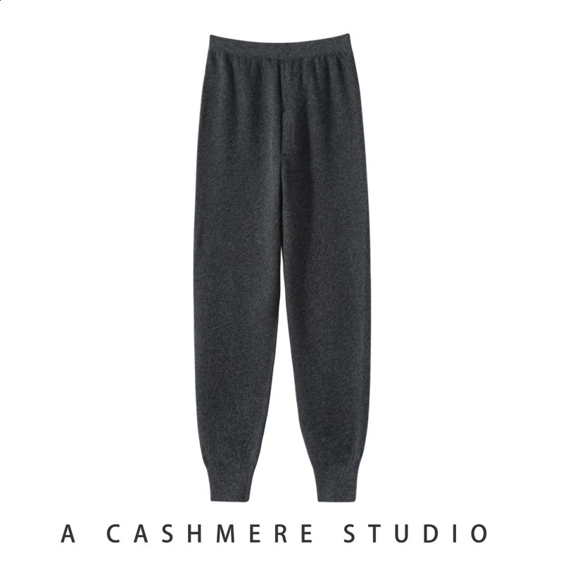 Thick and highly elastic 100% cashmere mens autumn and winter flat leg lined with wool warm pants 240828