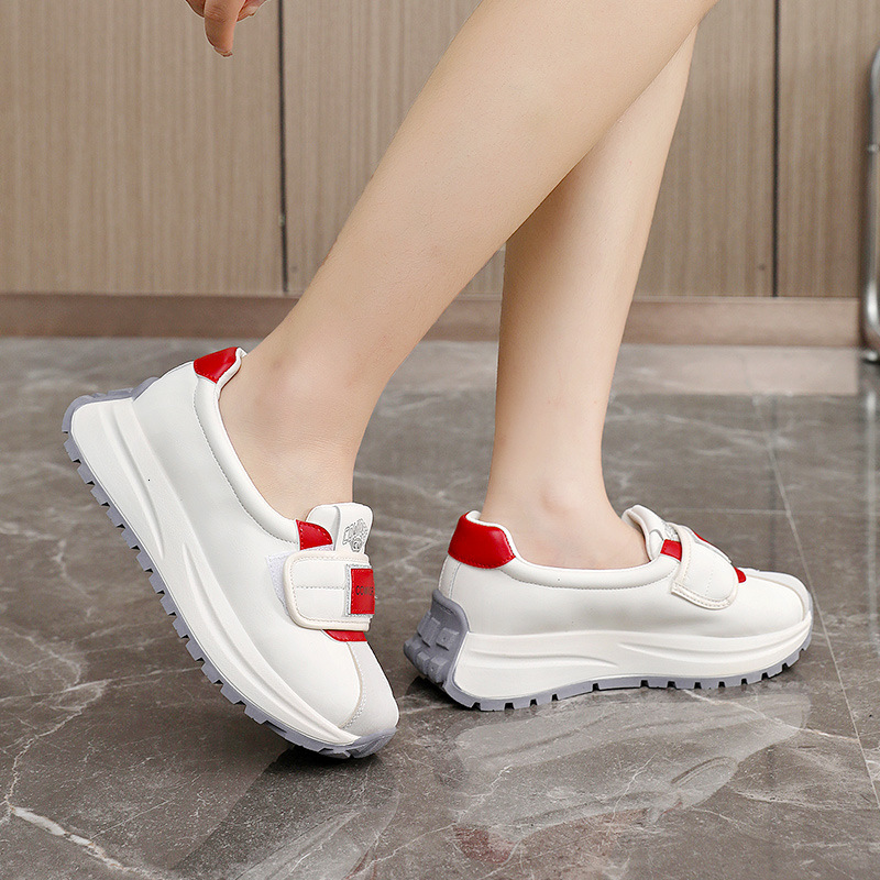 Ddmysports BR New Spring And Summer White Breathable Thick Soled Sports Casual Women S Shoes Height Increasing Round Toe OUTDOOR