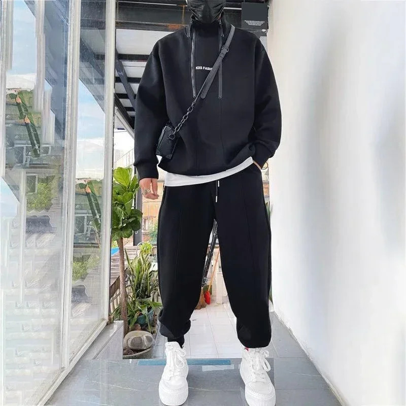 Mens 2-piece Hip Hop Mens Sportswear Fashion Clothing Solid Color Sportswear Running Clothing Mens Running Clothing 240827