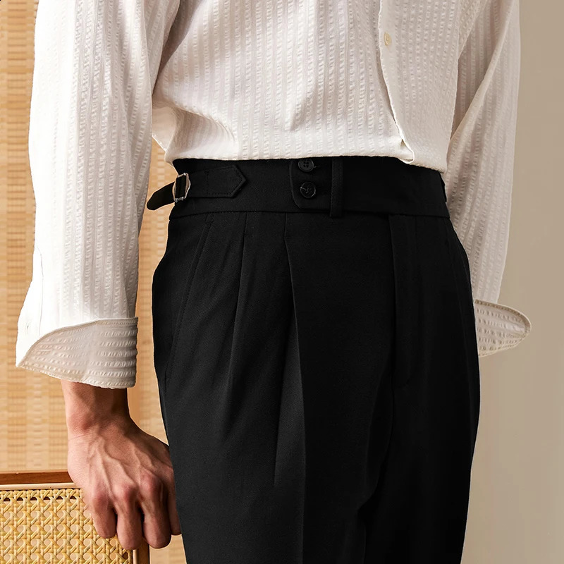 Naples Italy casual suit mens straight pair business pants mens social mens office mens retro mens style 240828