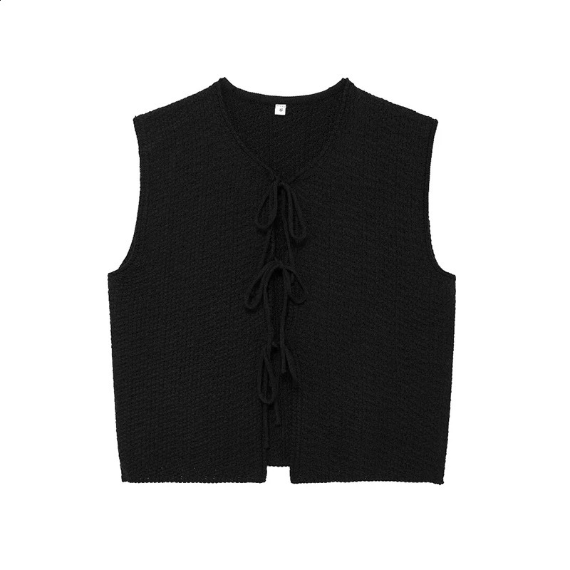 Mens bow tie womens short knitted sleeveless vest jacket womens waist coat womens knitted top 240828