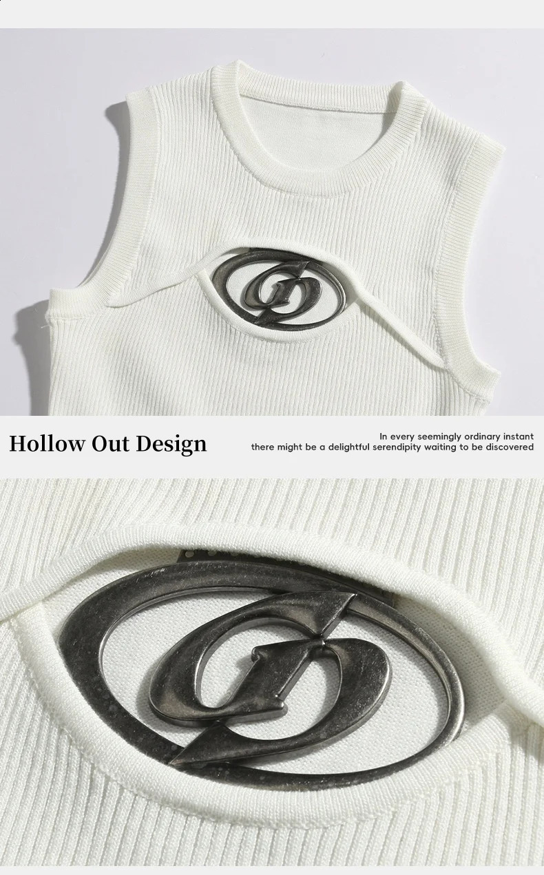 Summer short vest underwear for women slim fit sexy and spicy fashionable sleeveless hollow vest 240827