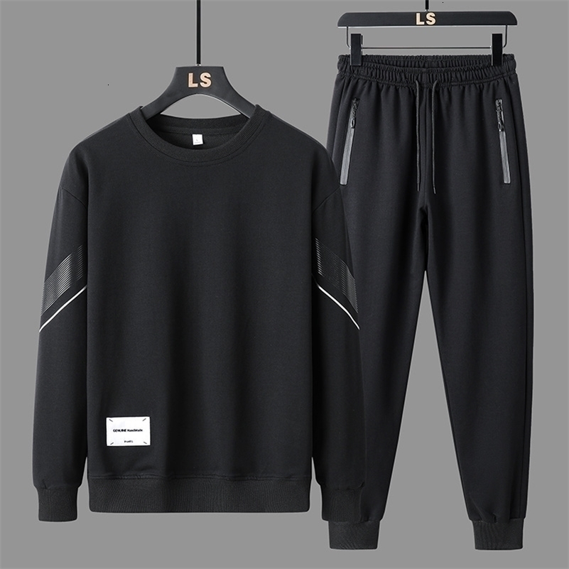2-piece/set mens autumn casual winter sports tracking suit O-neck long sleeved sports shirt top elastic waist drag jogging pants set 240827