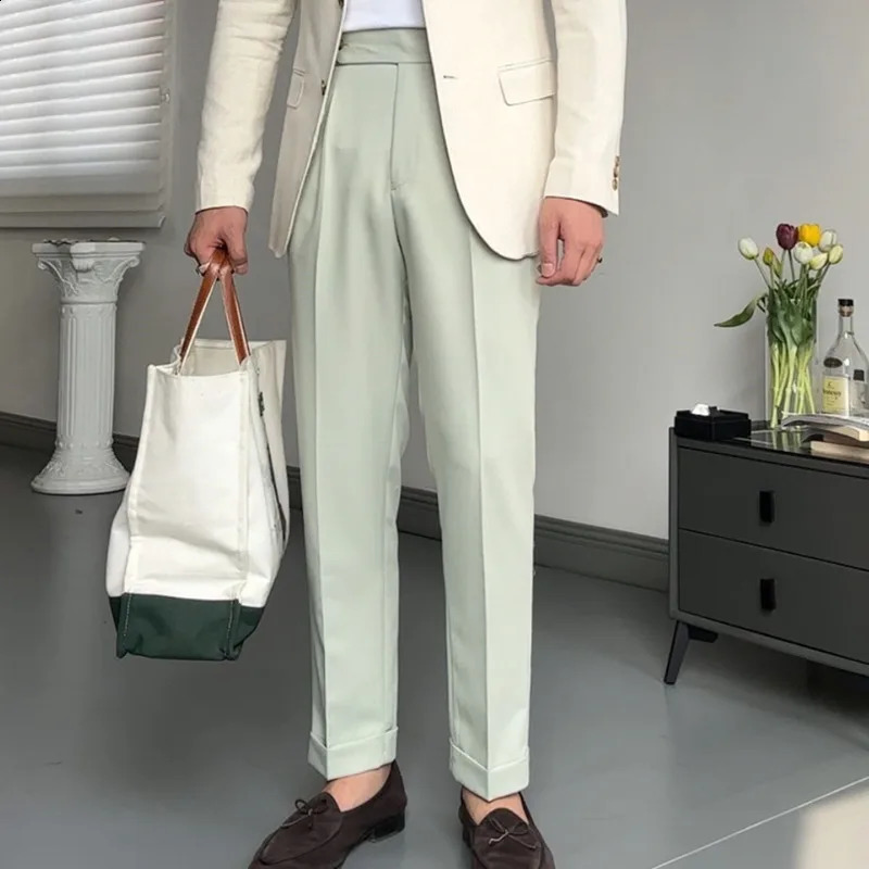 Spring Paris Button Business Tricycle Naples Pantalones High Quality Leisure High Waist Straight Leg Mens Hombre Tricycle 240828