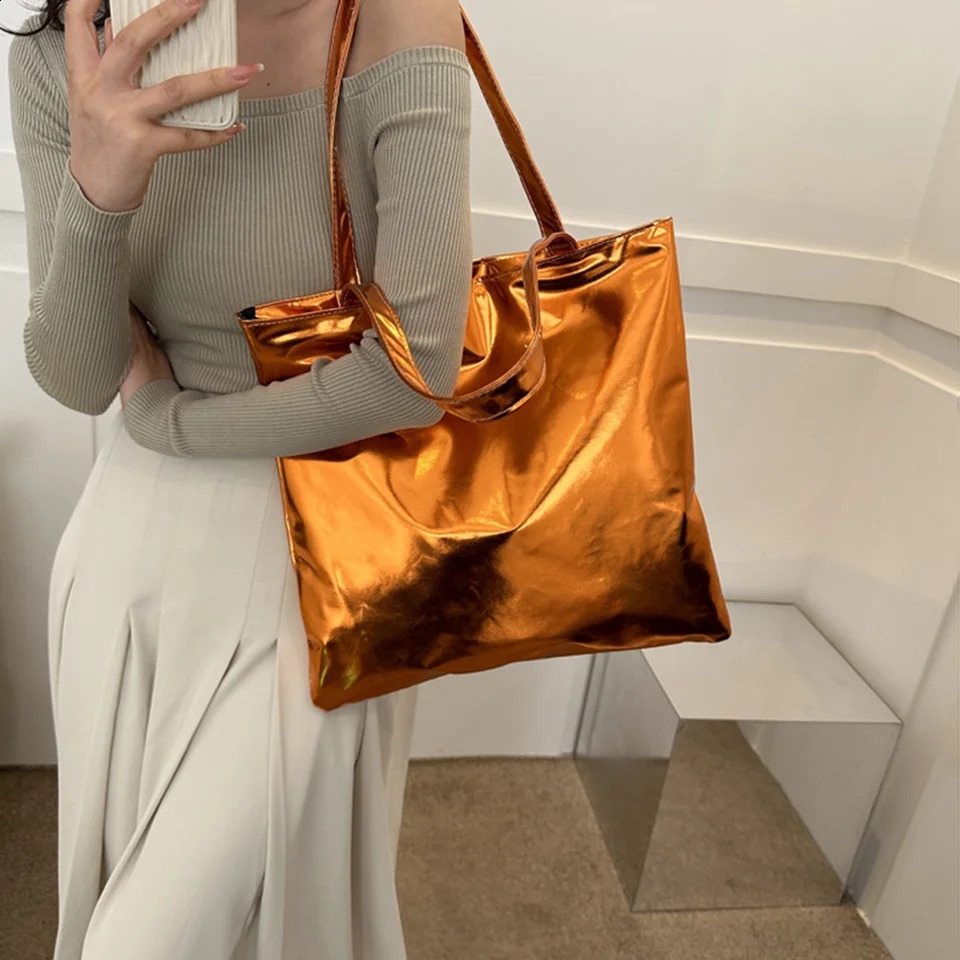 Chic Colorful Shiny Handbag Women Underarm Bag Simple Pu Leather Bags Women Shopping Party Shoulder Bag Y2k Clutch 240827