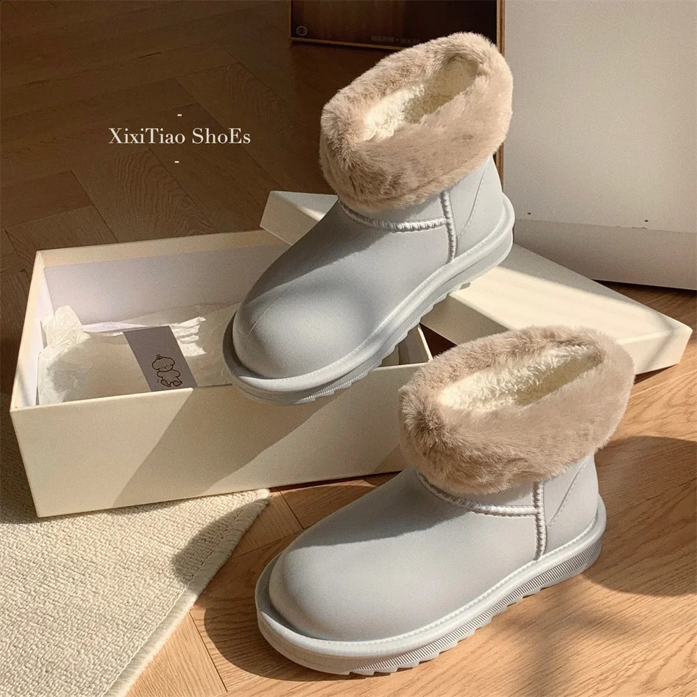 Autumn and winter fashion padded warm snow girls simple solid color system EVA waterproof outdoor cotton boots ladies 240828